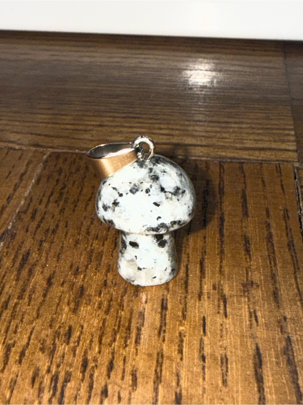 Handcrafted Granite Mushroom Pendant - White and Black